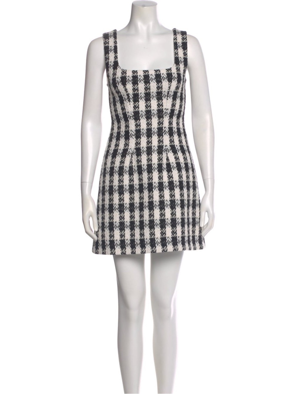 Maje Black and White Check Tweed Mini Dress